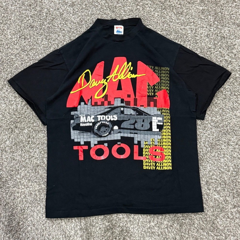 Vintage 90s American Eagle Davey Allison‎ Mac Tools Racing T-Shirt Mens L